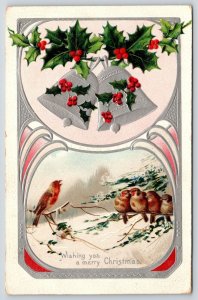 Christmas~Robin Sings~Instructs other Birds on Snowy Pine~Silver Bells~Langsdorf