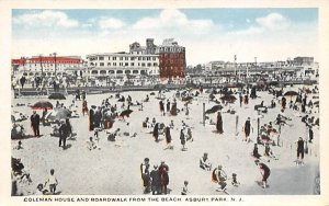 Coleman House and Boardwalk from Beach in Asbury Park, New Jersey