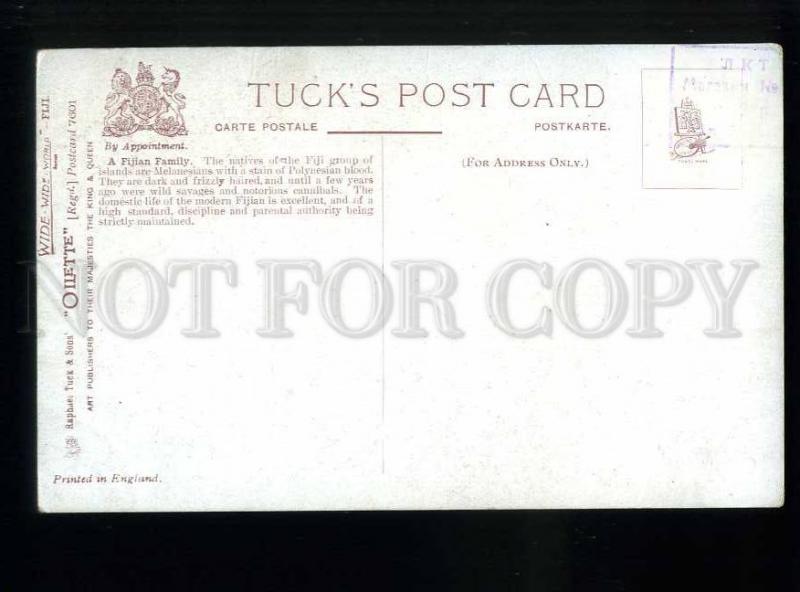 213746 FIJI Semi-nudes Fijian family Vintage TUCK postcard