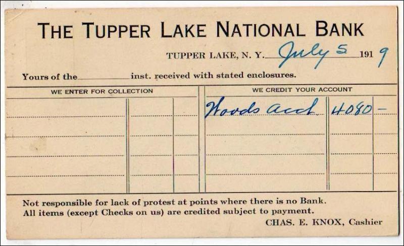 NY - The Tupper Lake National Bank 1918