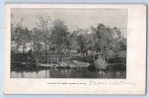 Austin Minnesota Postcard Lafayette Park Exterior River Lake View 1906 Vintage