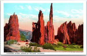 VINTAGE POSTCARD CATHEDRAL SPIRES AT GARDEN OF THE GODS PIKES PEAK COLORADO