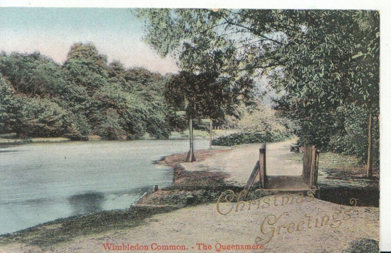 London Postcard - Wimbledon Common, Queensmere, Christmas Greetings - Ref 4120A