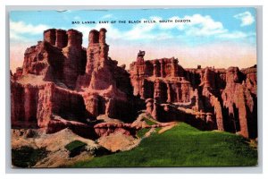 Vintage 1940s Postcard Badlands, East Side of the Black Hill, South Dakota