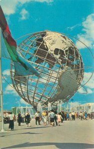 New York 1964 World's Fair Unisphere, Flag, Africa View  Dexter Postcard