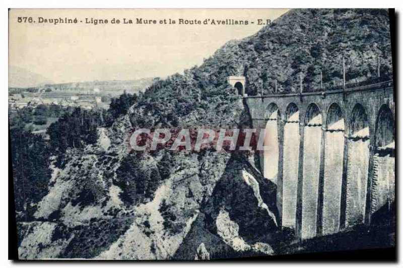 Old Postcard Dauphine line Mure and Route Aveillance