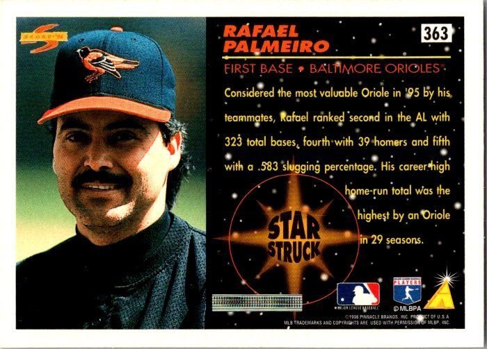 1989 Score Baseball Card Rafael Palermo Baltimore Orioles sk20861