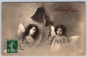Angels, Children, Joyeuses Paques, Happy Easter, 1912 French Greetings Postcard