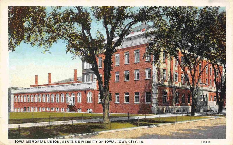 Student Union Iowa State University Iowa City 1929 postcard