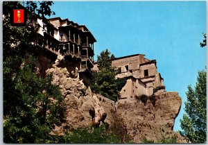 VINTAGE CONTINENTAL SIZE POSTCARD THE COLGADAS CASTLES AT CUENCA SPAIN 1970s