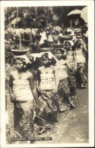 Bali Indonesia Cremation Ceremony Real Photo Postcard Canadian Pacific Cruise