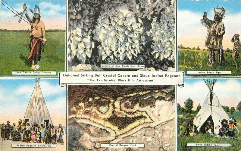 Black Hills South Dakota Bull Crystal Cavern Duhamel Postcard Johnston 21-3484