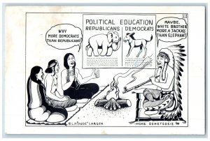 1950 Political Humor Republican Democrat Native American Dude Larsen Postcard
