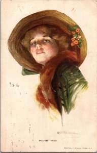Haughtines, Beautiful Woman by Phil Boileau Vintage Postcard M61