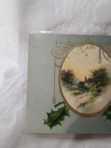 Antique Christmas Postcard A Merry Christmas. Postmarked Christmas Eve 1906