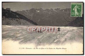 Old Postcard Chamonix La Mer de Glace and the Aiguilles Rouges Chain