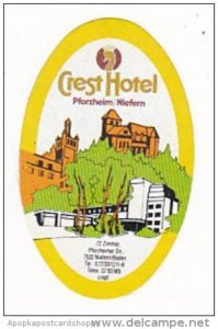 GERMANY HEIDELBERG CREST HOTEL VINTAGE LUGGAGE LABEL