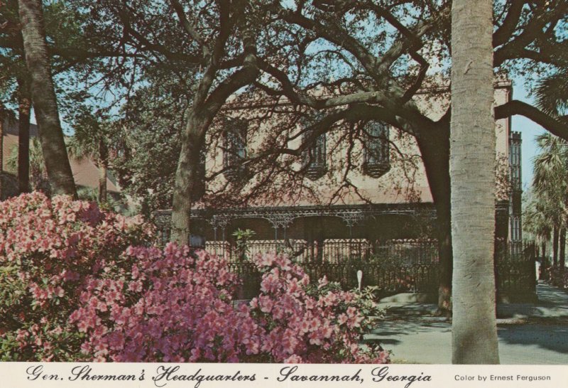 Georgia Savannah General Shermans Headquarters USA Postcard