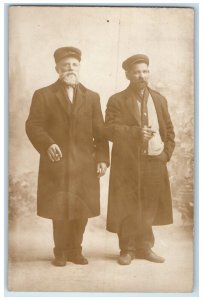 1911 Studio Bearded Men Smoking Cigar Blue Earth Minnesota RPPC Photo Postcard