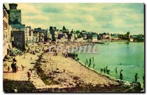 Old Postcard Cote D Emeraude Saint-Servan on Sea The Beach Bas Sablans