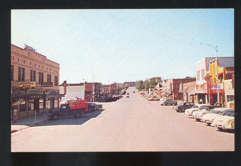 GILLETTE WYOMING 1950's CARS DOWNTOWN STREET SCENE STORES TRUCK POSTCARD