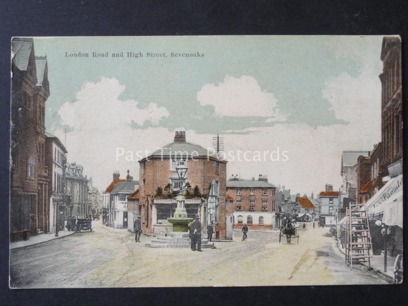 Kent SEVENOAKS London Road & High Street POLICEMAN Water Fountain & TAVERN c1905