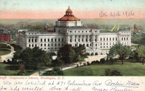 Vintage Postcard 1906 Congressional Library Building Landmark Washington D.C.