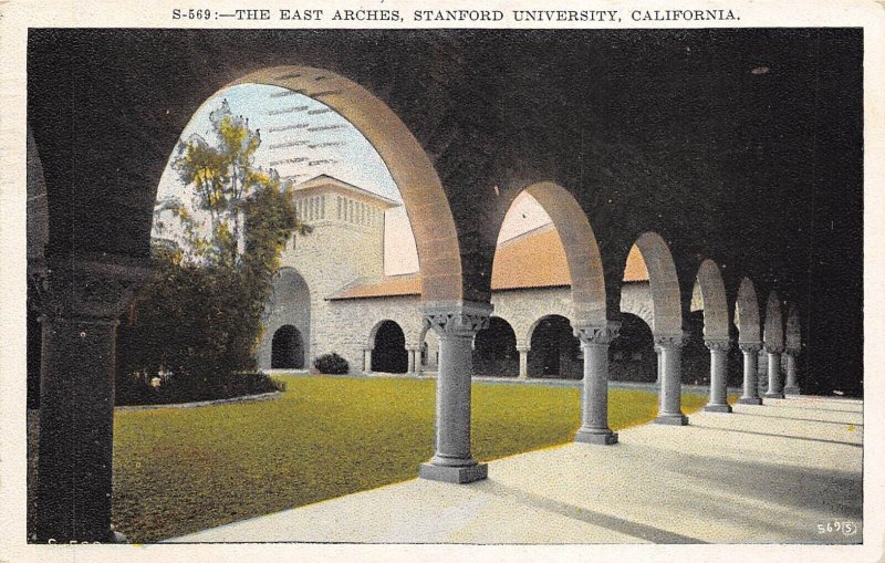 Palo Alto California 1937 Postcard Stanford University East Arches