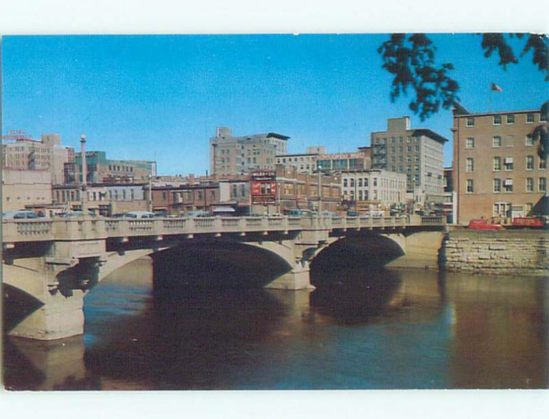 Unused Pre-1980 OLD CARS & SHOPS ON STREET Cedar Rapids Iowa IA n0547