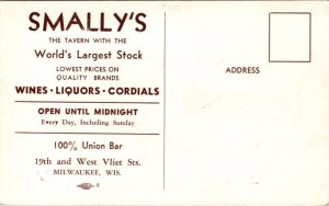 Postcard Interior of Sally's Liquor Wines Cordials Store in Milwaukee, Wisconsin