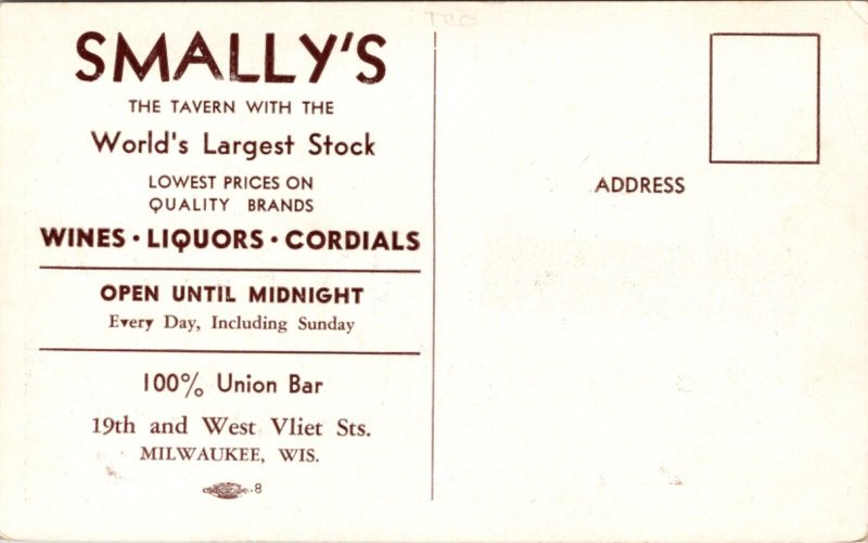 Postcard Interior of Sally's Liquor Wines Cordials Store in Milwaukee, Wisconsin