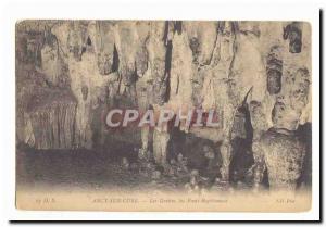  Arcy on Cure Vintage Postcard caves the Baptismal font