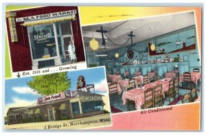 Northampton Massachusetts Postcard Jack August House Sea Foods Multiview c1964