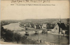 CPA SENS vue panoramique de l'Église St-MAURICE et du nouveau Pont (124767)