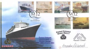 SPTB 20 Commodore Warwick HMS Cunard Queen Mary 2 Hand Signed FDC