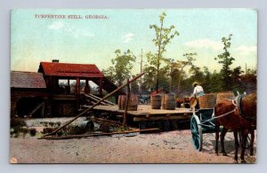 TURPENTINE STILL GEORGIA ALCOHOL HORSE WAGON SELIGE POSTCARD (c.1910)