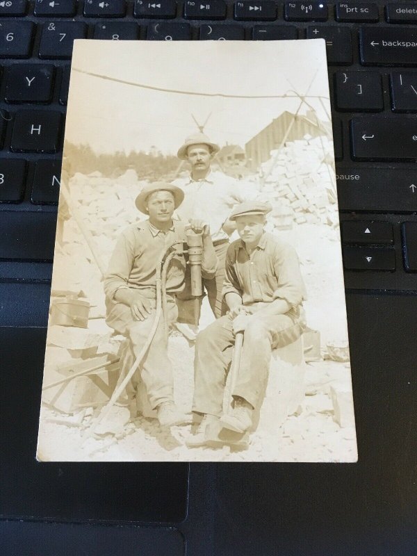 Antique Photo Postcard RPPC-  3 Men with gadget? Sweden