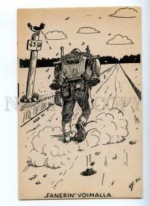 190565 WWII FINLAND Caricature soldier crow Vintage postcard