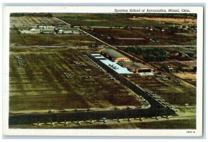 c1940's Spartan School Of Aeronautics Aerial View Miami Oklahoma OK Postcard
