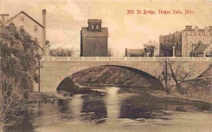 Mill Street Bridge Fergus Falls Minnesota 1910c postcard