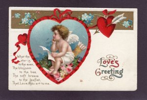 Antique Valentines HeartLove's Greeting postcard Ellen Clapsaddle 1908