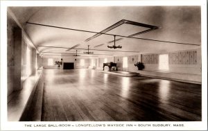 RPPC Ball Room, Longfellow's Wayside Inn, South Sudbury MA Vintage Postcard H62