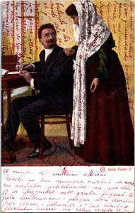 Romantic Couple Serie Corso 2 Vintage Postcard 09.71