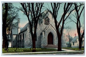 1913 St. John's Episcopal Church Clinton Iowa IA Antique Posted Postcard