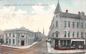 Waukesha Wisconsin Grand Avenue Street Scene Antique Postcard K87011