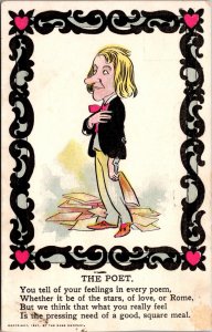 Humorous, The Poet with Poem Vintage Postcard Z50