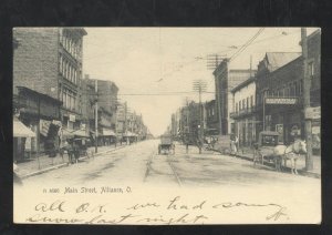 ALLIANCE OHIO DOWNTOWN STREET SCENE HORSE DRAWN BUGGY VINTAGE POSTCARD