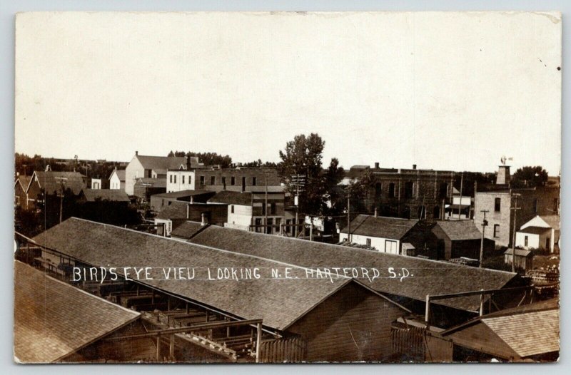 Hartford South Dakota~Bird's Eye View Northeast~Lumber Yard~Downtown~c1912 RPPC 