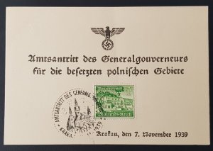 GERMANY THIRD 3rd REICH ORIGINAL  PROPAGANDA CARD GENERAL GOVERNMENT OFFICE