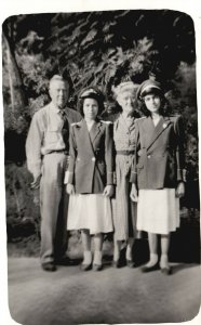 Vintage Postcard Family Picture Grandparents And Grand Children In Uniform RPPC